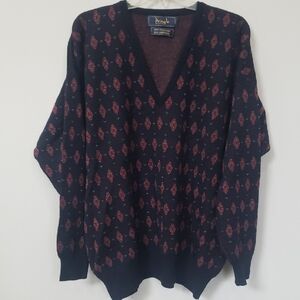 Pringle of Scotland Lambswool Sweater Men's XL V Neck Classic Sporty Golf